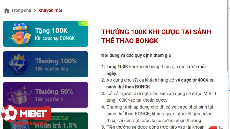 Mibet có những chính sách khuyến mãi người chơi nào? 4 Khuyến mãi dành cho hội viên VIP Mibet